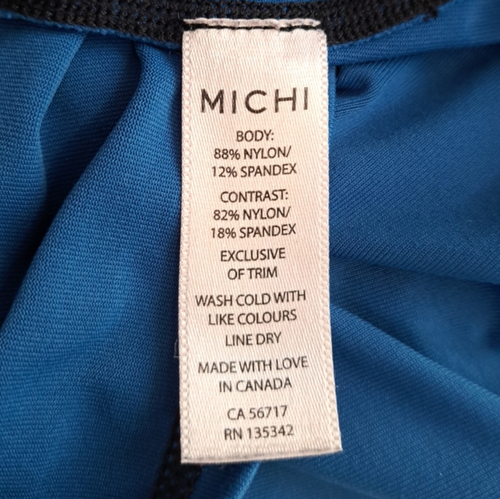 MICHI XS Blue Black Mesh Stretch Sleeveless Racerback Activewear Yoga Tank Top - Picture 3 of 15